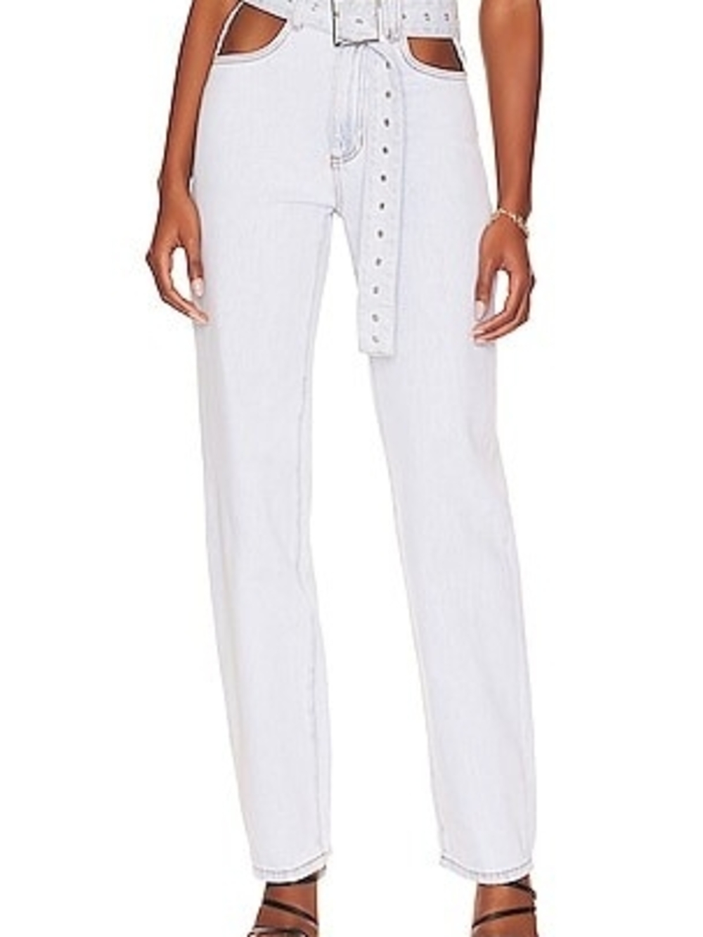 WeWoreWhat White Straight-Leg Jeans with Belt
